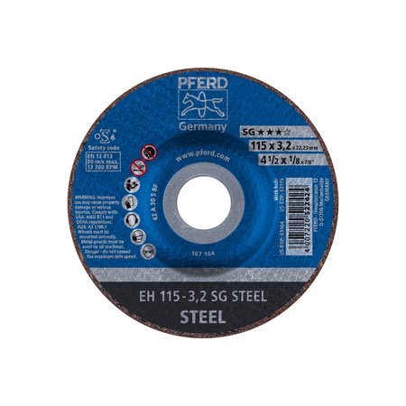 PFERD 4-1/2" x 1/8" Cut-Off Wheel, 7/8" A.H. - SG STEEL - Type 27 63104